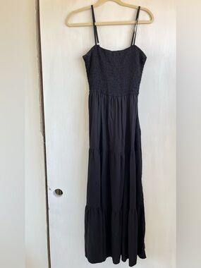 Black Smocked Tiered Maxi Dress - Women S by Pretty Garden